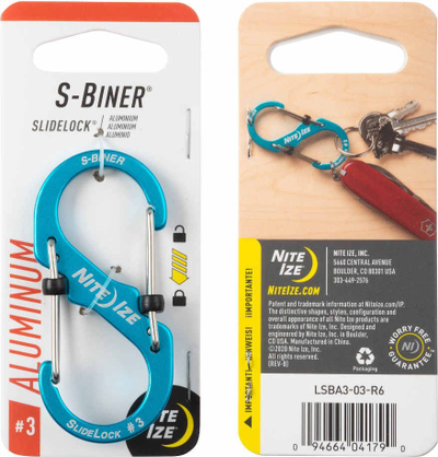 Karabinë Nite Ize S-Biner Slidelock #3, alumin, me dy porta, blu