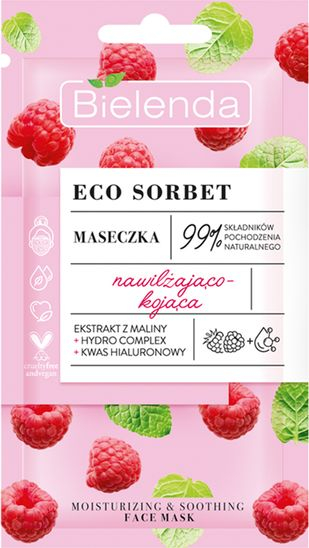 Maskë fytyre Bielenda Eco Sorbet, qetësuese, me mjedër, rozë