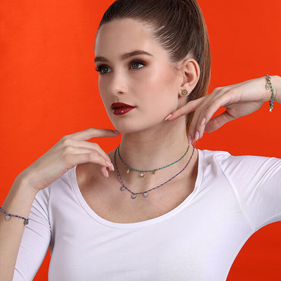 Qafore për femra La Petite Story Stylish Friendship Star Necklace LPS10ARR12, i artë/kaltër/gjelbër