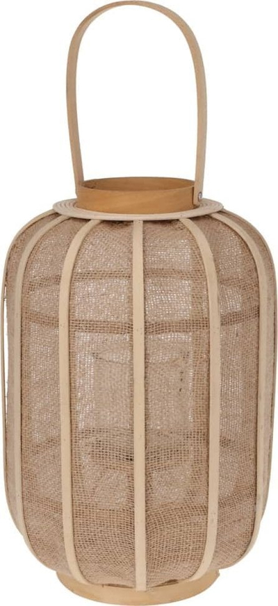 Fener dekorativ PROGarden Outdoor Candle Lantern, ratan dru 40 cm, ngjyrë natyrale