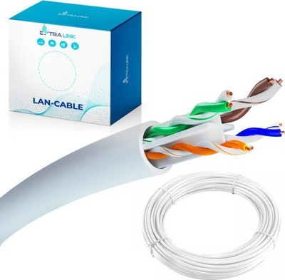 Kabllo rrjeti Extralink CAT6 UTP, 50m, për përdorim mrena, gri