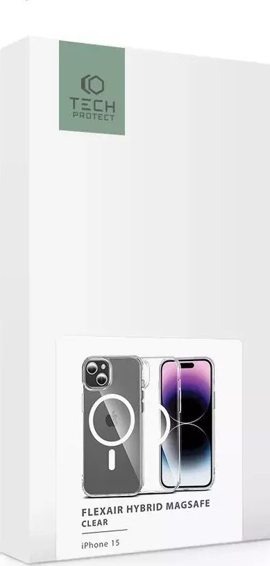 Kapak telefoni Tech-Protect Premium Hybrid MagSafe, për iPhone 15, transparent
