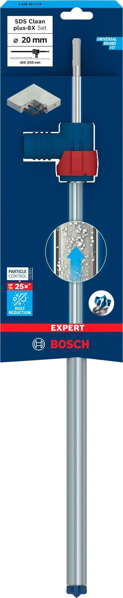 Set shpimi EXPERT SDS Clean Plus-8X, për beton, me më pak pluhur