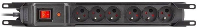 Продолжен кабел Armac Multi M6, 6x штекери, FR, прекинувач, 3 m, црн