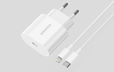 Karikues me kabllo ESSAGER, USB C në Lightning, karikim i shpejtë, i bardhë