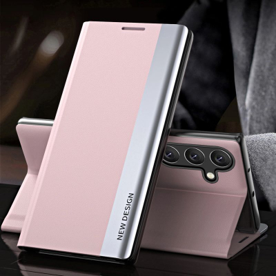 Këllëf libri Sleep Case Pro për Samsung Galaxy S25+, me mbajtëse, rozë
