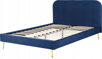Shtrat dopio Beliani Flayat, 140 x 200 cm, kadife, blu navy