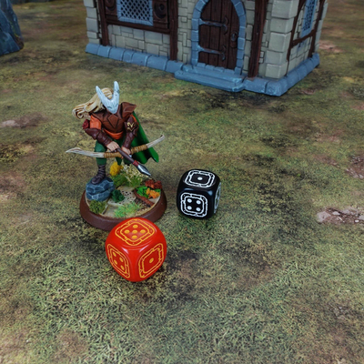 Set zare Q-Workshop Fortress Compact D6, 20 zare me 6 faqe, për RPG, të kuqe edhe të zeza