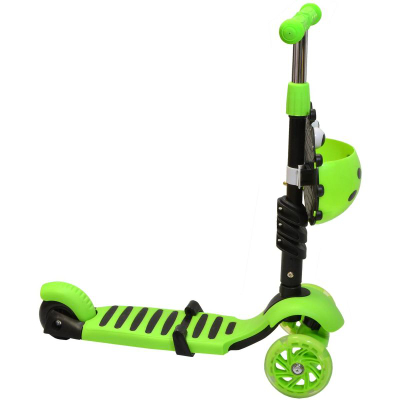 Trotinet për kalamaj Enero Ladybug, 3 rrota, drita LED, jeshil