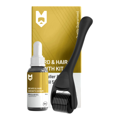 Set për mjekërr Mjekrra Store Serum Minoxidil 5%, 30ml + roller