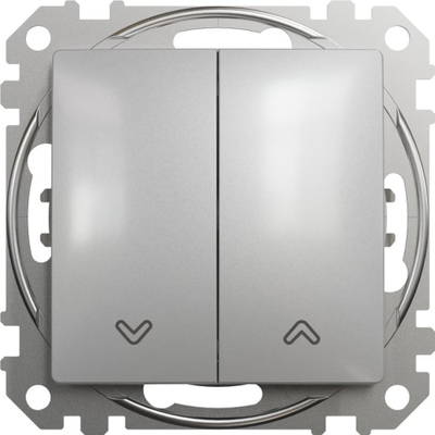 Ndërprerës momental për roleta Schneider Electric Sedna Design, buton dopio, argjend mat