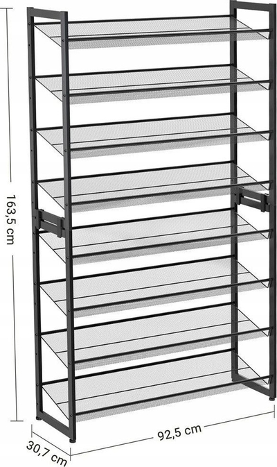 Raft këpucësh Songmics 8-Tier, metal, 163.5x92.5x30.7 cm, i zi