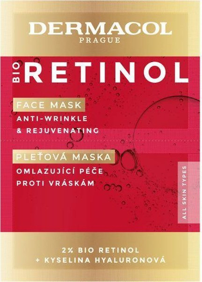 Maskë fytyre Dermacol Bio Retinol, 2% bio retinol, 2x8 ml