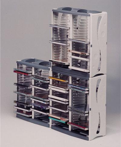 Mbajtëse CD Tower, kapacitet 40 CD, plastike, gri