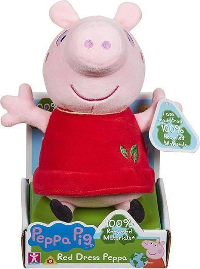 Lodër pelushi Peppa Pig Red Dress, 100% material i ricikluar, super e butë, shumengjyrëshe