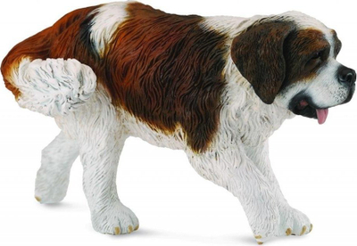 Figurinë qen Collecta Saint Bernard, plastike, kafe me të bardha