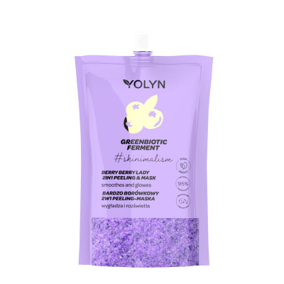 Maskë peeling për fytyrën Yolyn Greenbiotic Ferment Very Blueberry, 2 në 1, 50ml