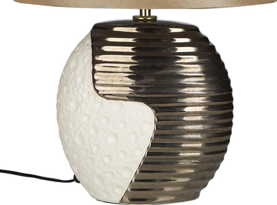 Lampë tavoline ESLA Porcelain, bazë porcelani, abazhur bezhë