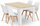 Set tavoline drejtkëndore MARK, 120x80 cm, 4 karrige, Sonoma Oak dhe të bardha