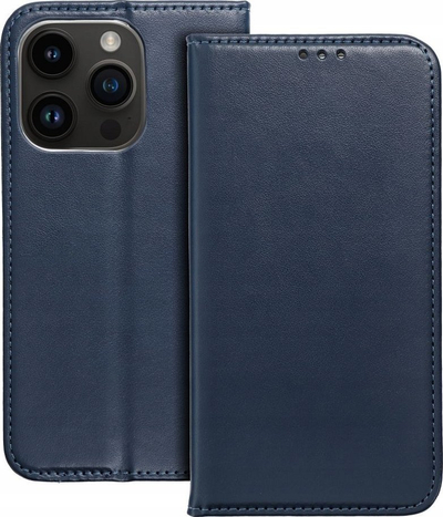 Futera telefonit Smart Magneto për iPhone 16 Pro, me magnet, me kapak portofol, blu navy