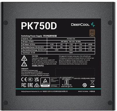 Напојување Deepcool PK750D, 750W, 80 Plus Bronze, црно