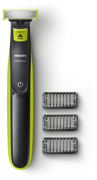 Aparat rroje Philips OneBlade Face, 3 krehra, pa kabllo, i zi