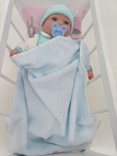 Kukull bebe Adar Baby Doll 565029, 45cm, me zë polonisht, gri e bardhë