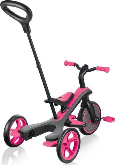 Tricikël 4-në-1 Globber Explorer Trike, me tendë dielli, rrip sigurie 5 pika, rozë