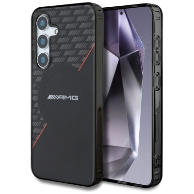 Mbrojtëse telefoni AMG Double Layer Rhombs MagSafe për Samsung Galaxy S25+, me magnet, e zezë me të kuqe