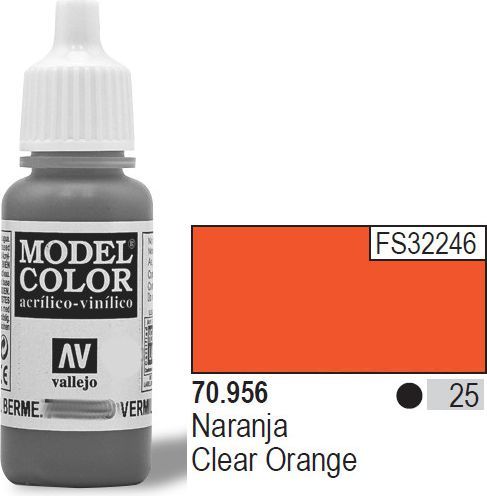 Bojë akrilike Vallejo Model Color Clear Orange, 17ml, portokalli transparente