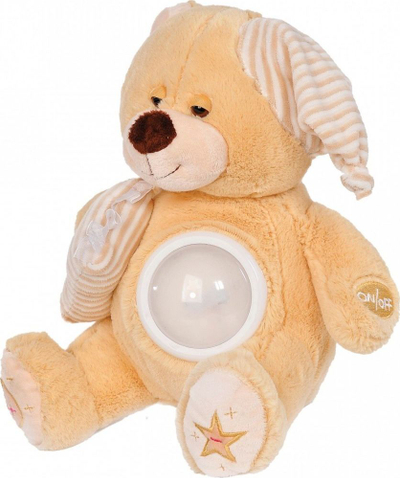Lodër ari pelushi Madej Sleepy Bear, 30cm, me ninulla dhe projektor, bezhë