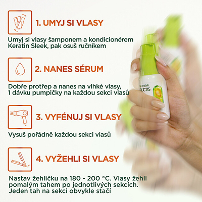 Serum për flokë Garnier Fructis Keratin Sleek (Heat-Activated Serum), 50 ml