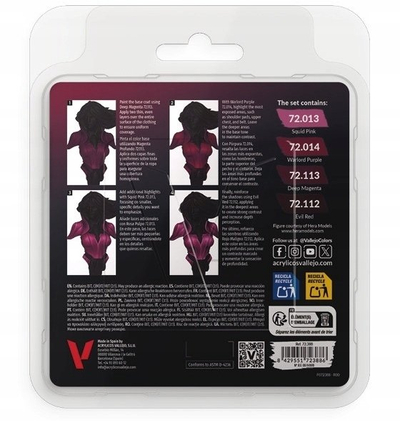 Set bojërash akrilike Vallejo Game Color Magenta, 4x18ml, magenta