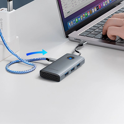 Hub USB C Orico PW11 6P, 6 në 1, HDMI 4K, gri argjendtë
