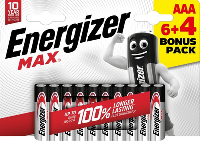 Bateri alkaline Energizer MAX AAA, paketim 10 copë, LR03