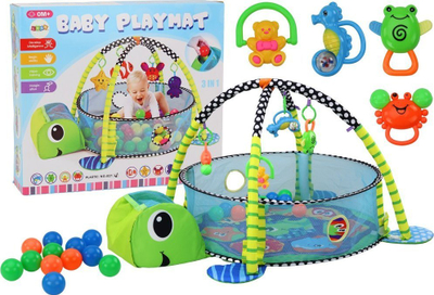 Tapet loje për bebe Leantoys Baby Mat Turtle, 3 në 1, shumëngjyrësh