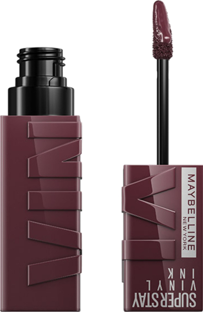 Buzëkuq i lëng Maybelline SuperStay Vinyl Ink 135 Fearless, me shkëlqim, që rri gjatë