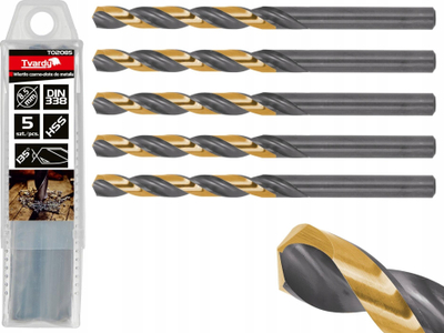 Set frezash metali Tvardy HSS, 2.5mm, 5 copë, zi-ari