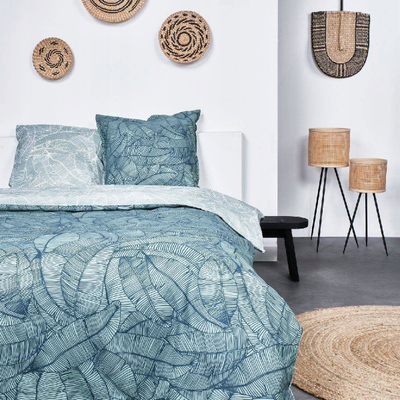 Set shtrati pambuku Cotton Bedding With Leaves, 220 x 240 cm, me gjethe, shumëngjyrësh