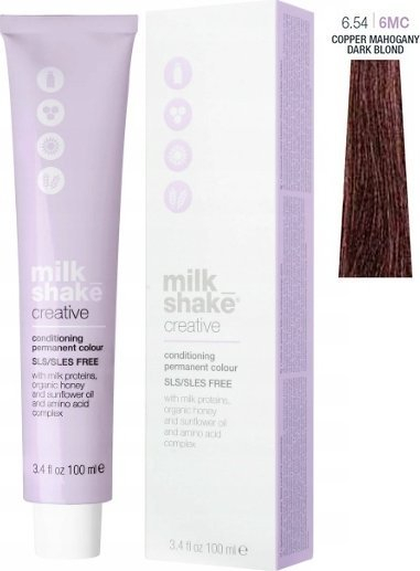 Ngjyrë e përhershme për flokë Milk Shake Creative 6.546MC Copper Mahogany Dark Blonde, pa SLS SLES, 100 ml