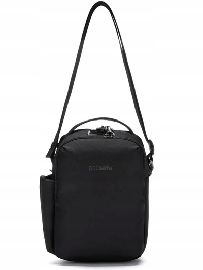 Çantë krahu Pacsafe V Tour Crossbody, për tablet 11", që s’e merr uji, e zezë
