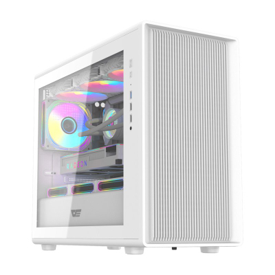 Куќиште за компјутер DarkFlash DB460M, Big Tower M-ATX, ARGB, бело