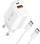 Karikues muri Tech-Protect NCA20, 20W PD QC3.0, USB-A USB-C me kabllo USB-C 100cm, i bardhë