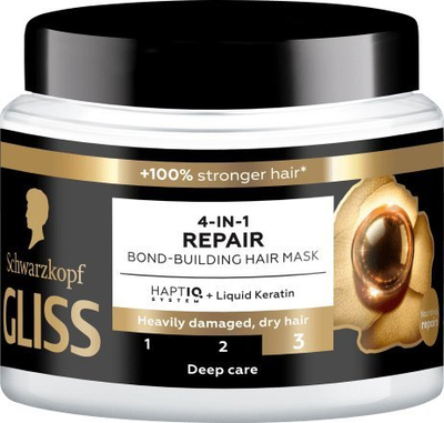 Maskë flokësh Schwarzkopf Professional Gliss Repair 4-in-1, për flokë shumë të dëmtuar dhe të thatë, 400ml