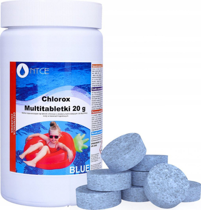 Tableta klori për pishina NTCE Chlorox, multifunksionale, 20 g, blu