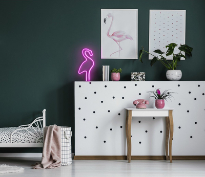 Llampë murale Cellularline Neon Flamingo, LED, USB, rozë