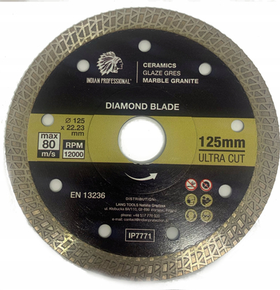 Disk diamant prerës Indian Ultra Cut, 125mm, për granit porcelani, ngjyrë argjendi