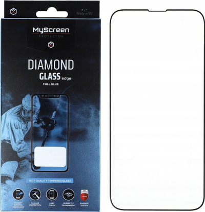 Xham mbrojtës MyScreen Protector MS Diamond Glass Edge për iPhone 14 6.1", ngjitje e plotë, i zi