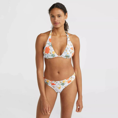 Bikini për goca O'Neill Marga-Rita, me lidhje pas qafe, me lule, i bardhë
