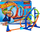 Set piste garash Hot Wheels Corkscrew Twist, 1:64, me tri unaza, shumengjyrësh